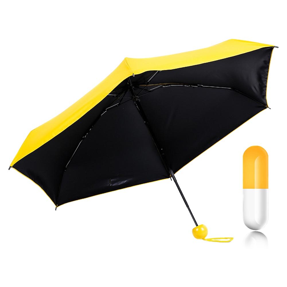 Mini Vouwen Capsule Kleine Paraplu Vijf Botten Parasol Schaduw Paraplu Regen Anti-Uv Draagbare Reizen Paraplu Zonnige Regenachtige Dag-35: YELLOW