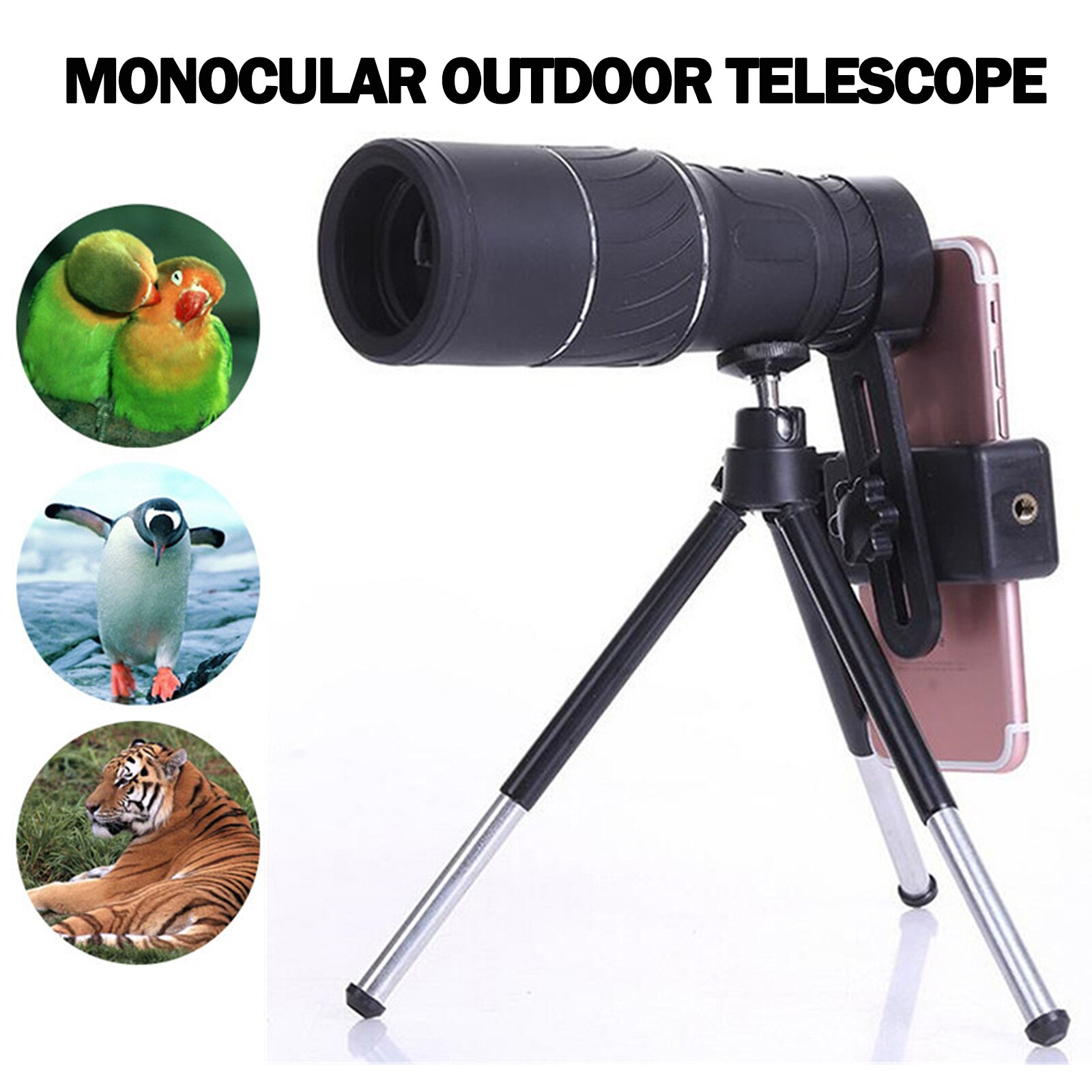 16X52 Hd Monoculaire Telefoon Camera Dual Focus Zoom Telescoop Telefoon Clip Statief Telescoop Voor Outdoor Camping Accessoires