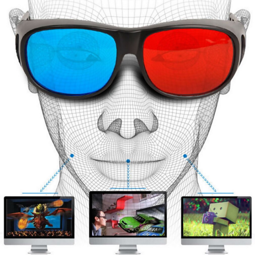 Universel Type 3D lunettes TV film dimensionnel anaglyphe vidéo cadre 3D Vision lunettes DVD jeu verre rouge et bleu couleur