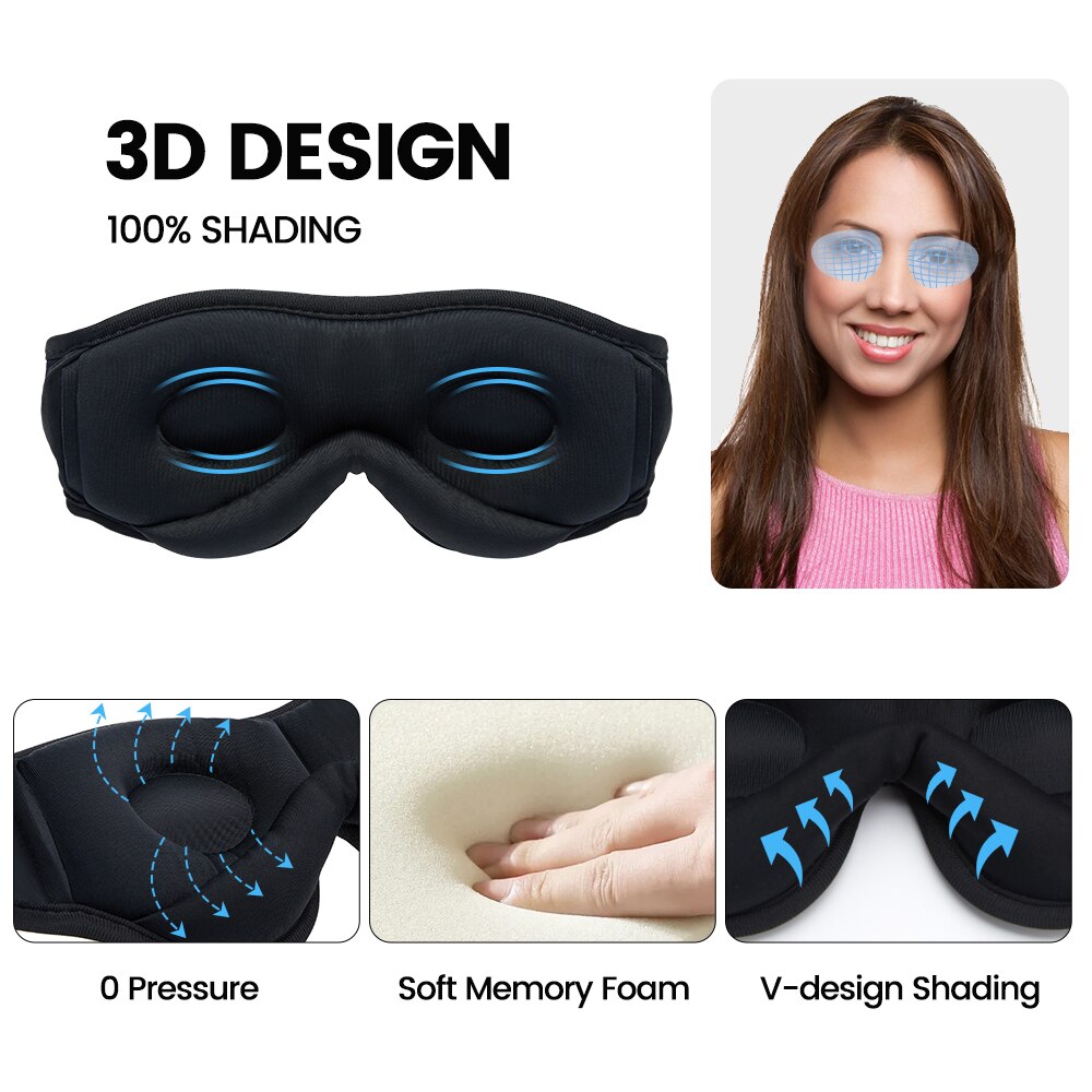 Drahtlose Musik Auge Maske 5,0 Bluetooth Schlaf Kopfhörer 3D Schlaf Maske Augenbinde Schlafmittel Auge Schatten Block Licht Augenklappe