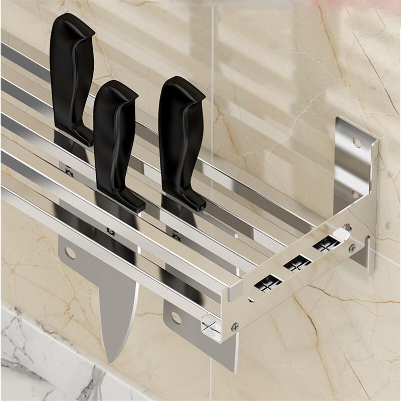 Kitchen Wall-Mounted Storage Shelf Rack Hanging Hook Utensil Holder Spice Bottle Jar Rack Holder Bathroom Organizer