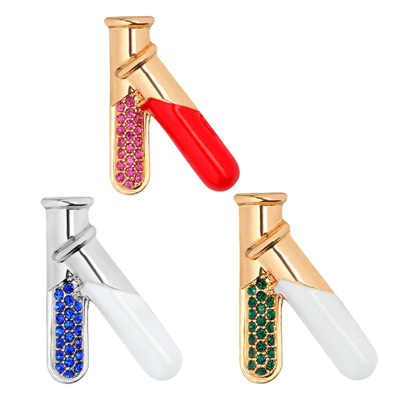 XEDZ – broches en Tube de réactif chimique, 3 couleurs, fournitures de laboratoire de chimie, Tube à essai, pour médecins et infirmières, bijoux