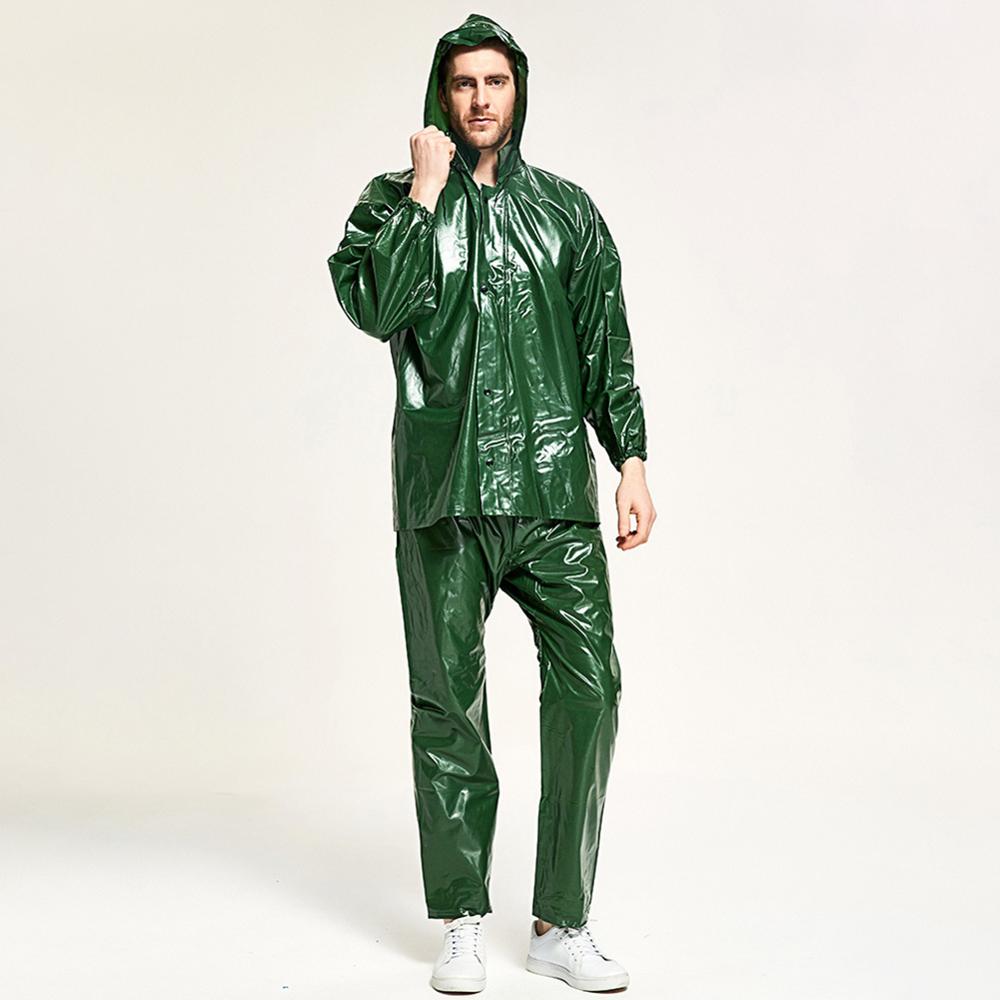 Verstelbare Volwassen Mannen Waterdichte Lange Full-Body Regenjas Regenbroek Split Pak Rijden Regenbui Takeaway Regenjas: Default Title