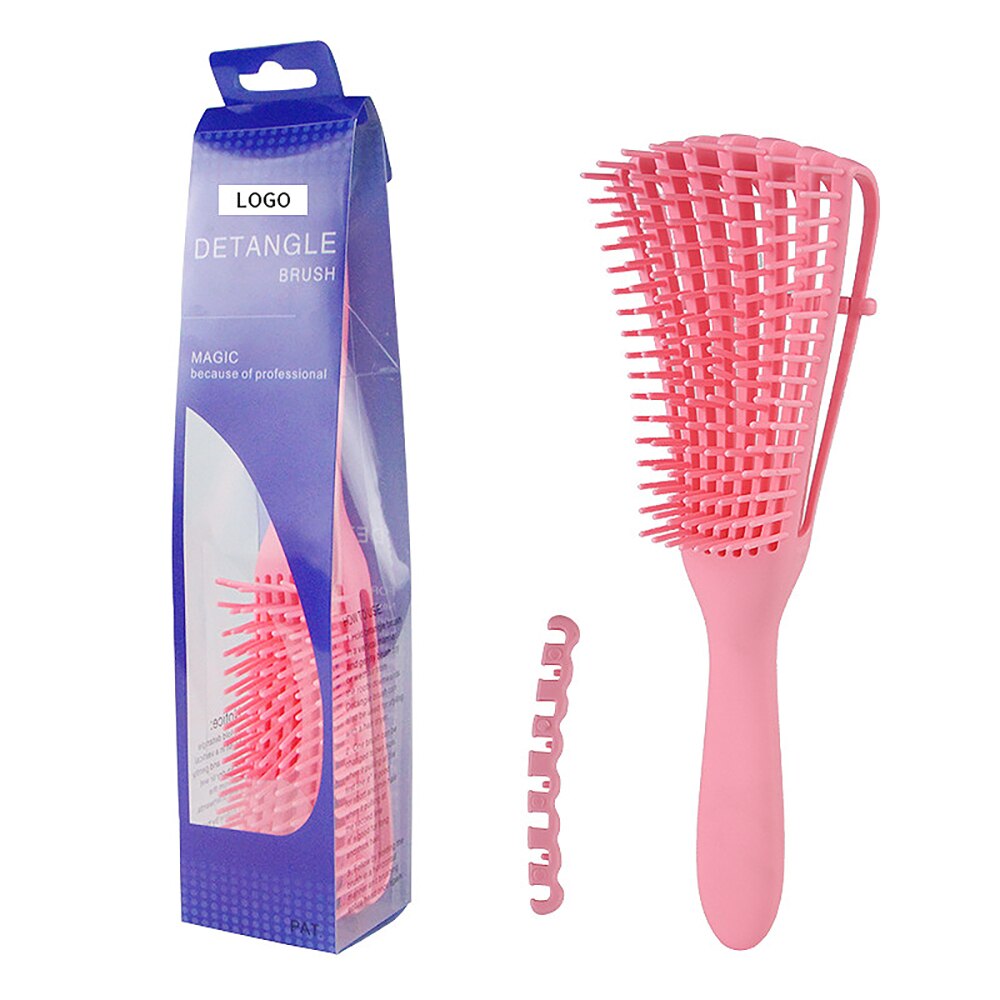 Peine de masaje para el cabello, cerdas de cuero cabelludo y cepillo de pelo de nailon, cepillo de pelo rizado húmedo para salón, utensilios para el baño