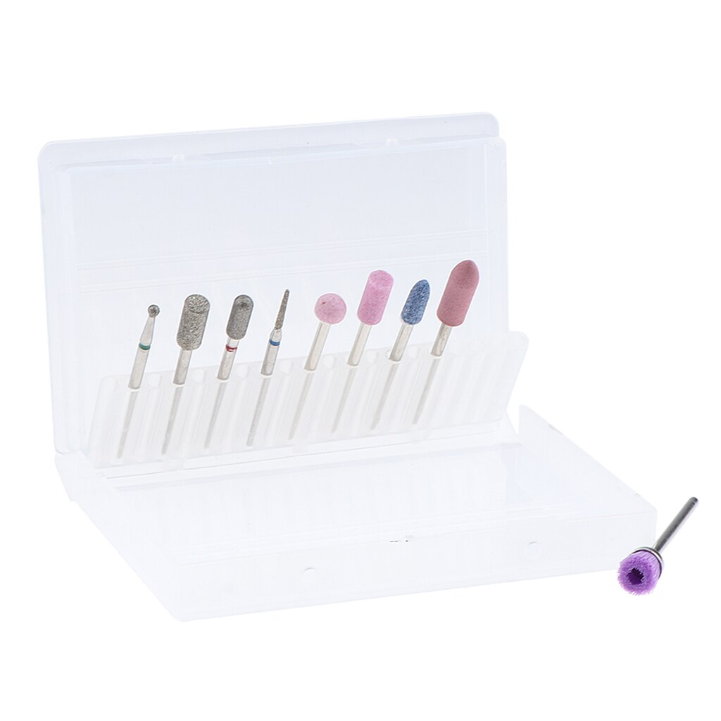 Carbide 3/32'' Nail Drill Bits Brush Set Acrylic Nail Files Buffing Bit 9Pcs