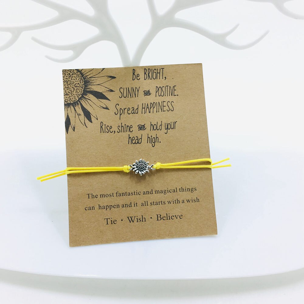 12 PCS Sunflower Quotes Bracelets Wedding Braismaid Bracelet Women Charm Bracelets Friendship Bracelet Ins: 11 yellow