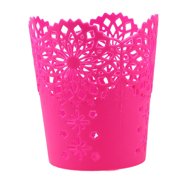 Pot de fleurs en dentelle | Ajouré support de rangement de bureau pour stylos brosses de maquillage, Vase de fleurs: Rose Red