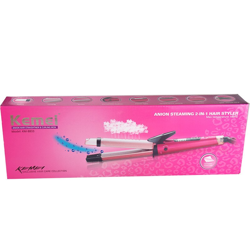 Professionele 2 In 1 Stijltang En Krultang Stoom Negatieve Ionen Haar Zorg Vrouwen Haar Krultang Hair Styling Tools 40D: with box