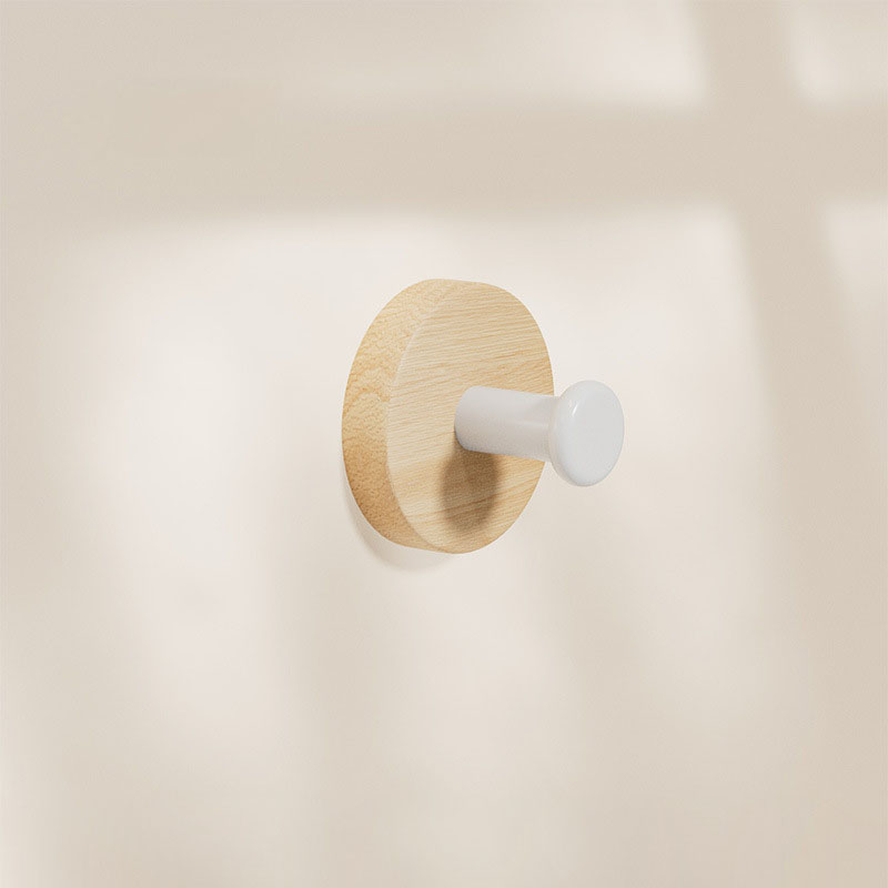 Ganchos para toallas, ganchos adhesivos montados en la pared para colgar batas, colgador de ropa, gancho para dormitorio, cocina, gancho de pared de haya de madera: Amarillo claro