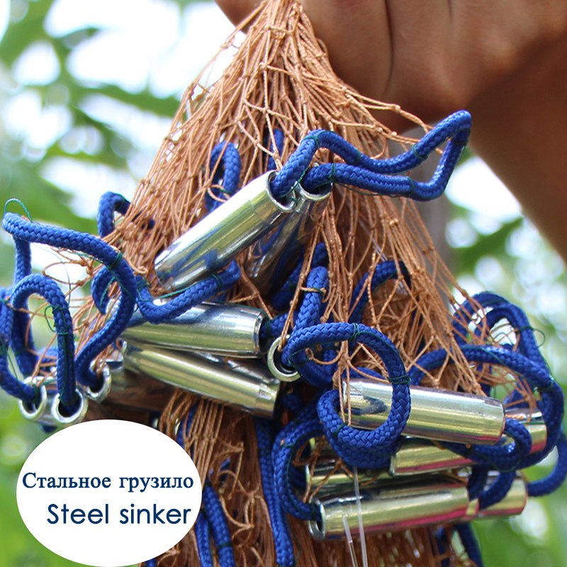 Lawaia Alloy Aluminum Ring Fishing Net Multi Size Fishing Casting Net Tackle Braided Line Throwing Fishnets with Steel Pendant