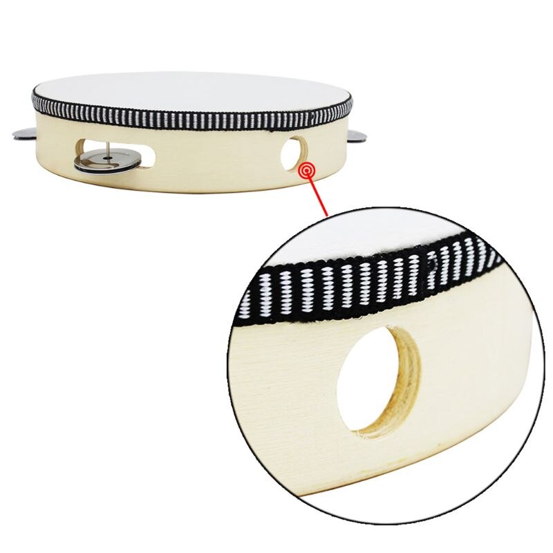 8 "Tambor de pandereta de mano campana de abedul cascabeles de Metal percusión Musical 27RD