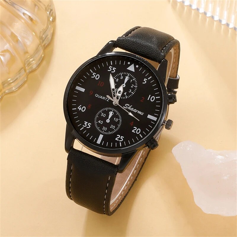 5 Stück einstellen Herren Sport uhren Mann Geschäft Quarz Armbanduhr Luxus Leder Armbinde Männer lässig Uhr Uhr