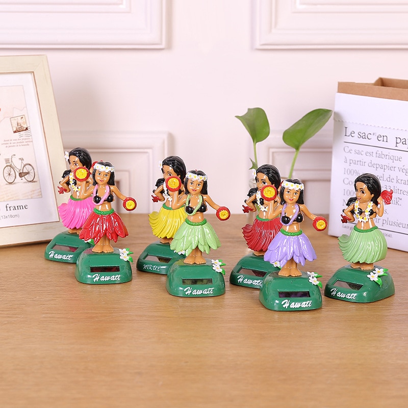 1 stk tegneserie solenergi swing hawaiiske piger håndværk legetøj levende hjem desktop dekoration køretøj ornament legetøj