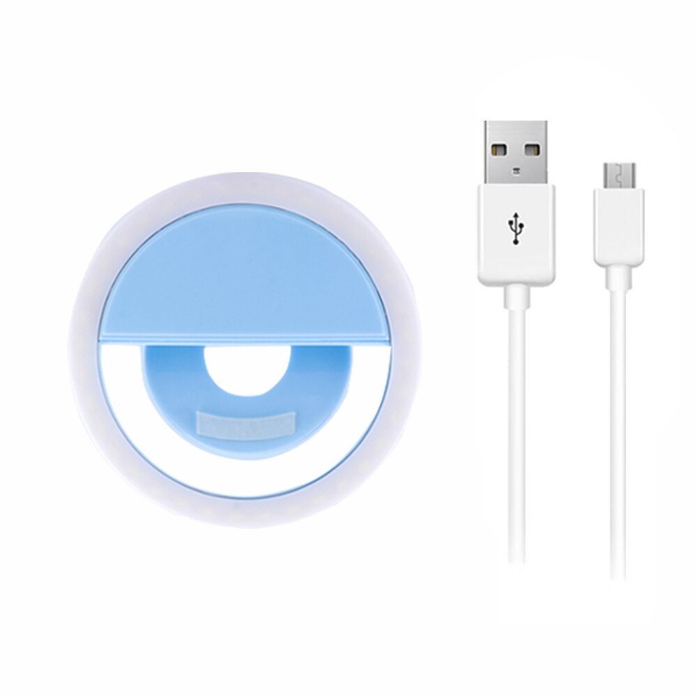 Universal Selfie Lamp Mobile Phone Lens Portable Flash Ring 36 LEDS Luminous Ring Clip Light For iPhone 8 7 6 Plus Samsung: Blue