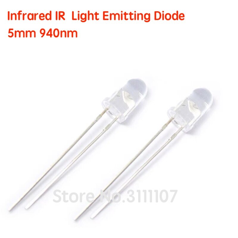 20PCS/Lot 5mm 940nm Infrared IR Light Emitting Diode Lamp 5 mm LED Diode (Transparent Water Clear Lens Through Hole 940 nm)
