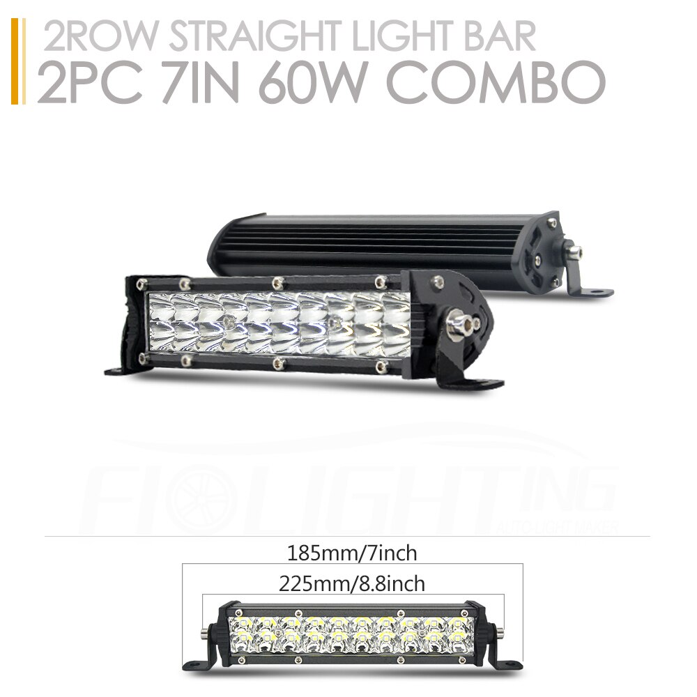 FI-Lighting 12V 24V Off Road LED Bar Spot Flood LED Light Bars / Work Light for Truck 4X4 UAZ 4WD ATV Car Barra LED Driving Fog: 2pc 20LED LIGHT BAR