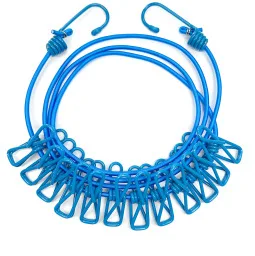 Portable Clothing Clothesline with 12 Clips Retractable Laundry Dryer Clothes Rope Drying Rack Cloth Hanging Line for Outdoor: SKY BLUE