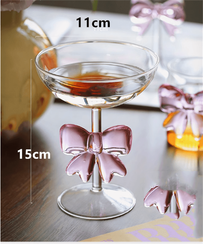 Pink large Bow Glass Decor Glass Cup Goblet Bow Handle Glasses Heat-resistant High Borosilicate Dessert Ice Cream Bowl: green