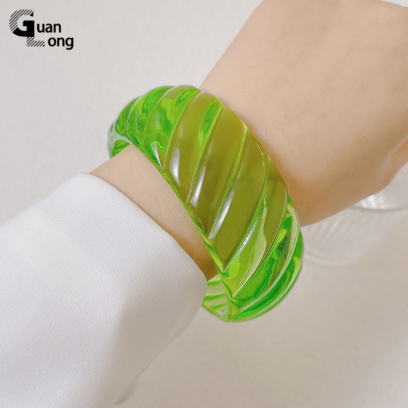 GongLong braccialetti acrilici colorati trasparenti di moda per donne ragazze braccialetti geometrici indiani larghi con ciondolo di design