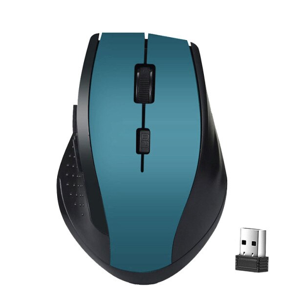 2.4GHz Wireless Optical Mouse for PC Gaming Laptops Game 6 Keys Wireless Mice with USB Receiver Computer Mouse: Blue