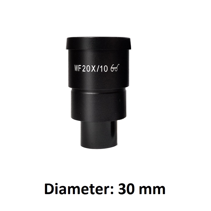 WF20X Eyepiece Ocular Lens for Stereo Microscope High Eye-point Field of View 10mm or 12mm with or without Reticle Scale: WF20-10 30mm