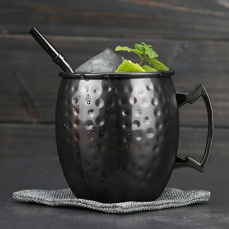 Gehämmert Moscow Mule Becher Trinken Tasse 100% Reine Massivem Kupfer Messing Set 16 Unzen Food Grade Metarial Bier Cocktail Tasse