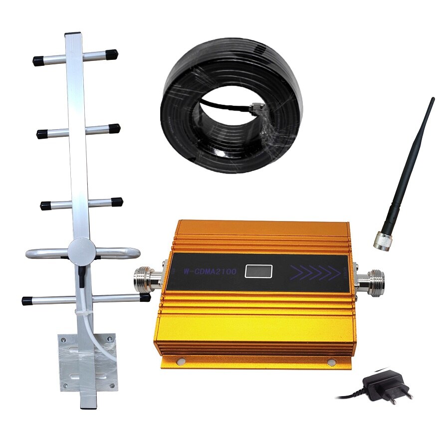 3G WCDMA 2100MHz Signal Booster - 65dB Gain, 18dBm Output, LCD Display, 60-100sqm Coverage