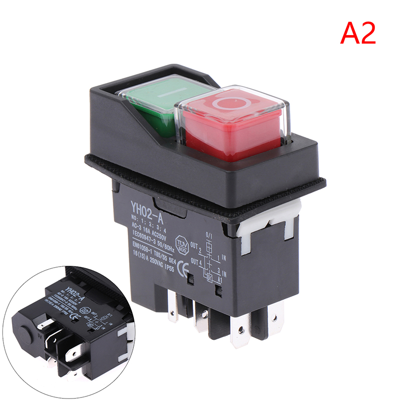 Commutateurs à bouton-poussoir électromagnétiques, équipement de machine-outil de démarrage, interrupteur étanche, sécurité de sécurité, IP55, Ksat 28A, 1PC: Black