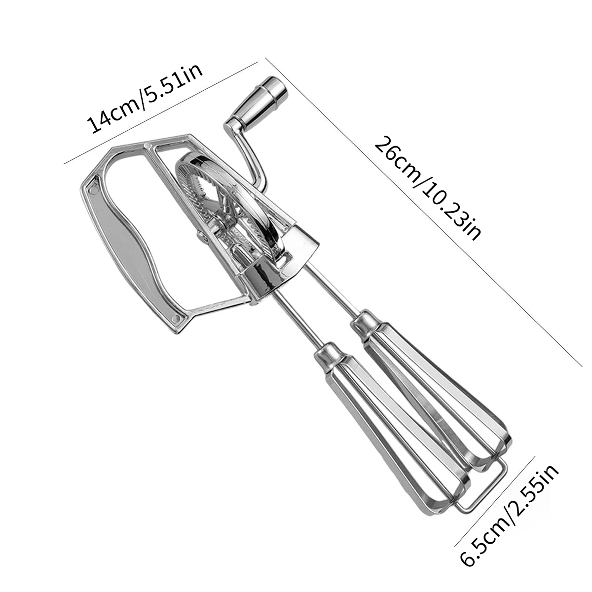 Handvisp i rostfritt stål, äggvisp med dubbla växlar för modern bakning och köksbruk