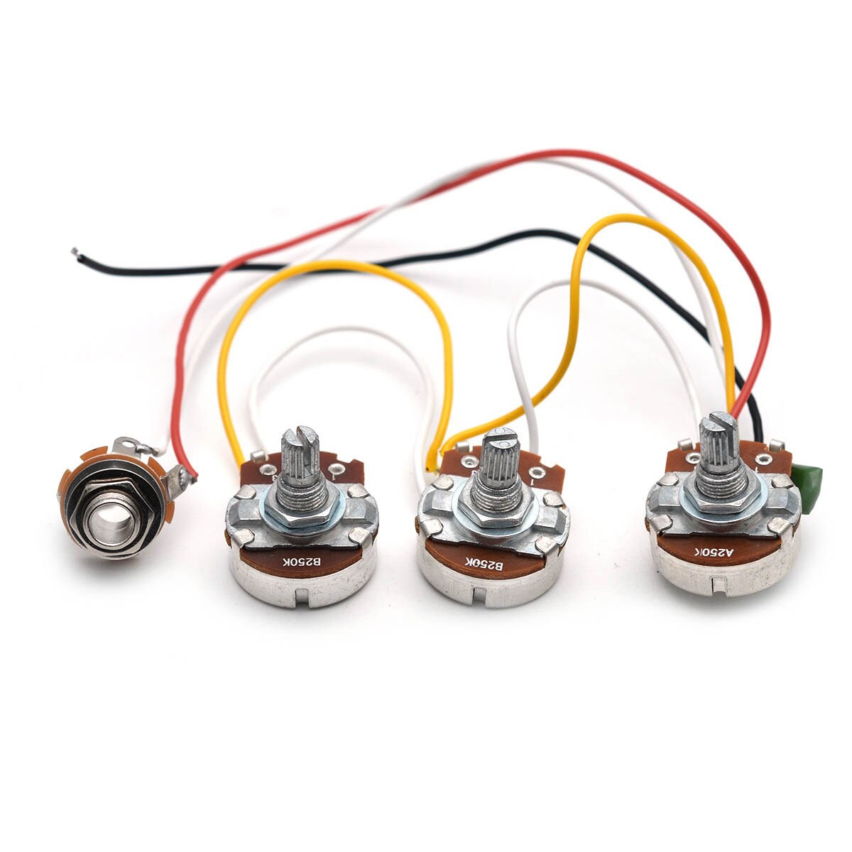 Arnés de cableado de bajo PB/JB, Kit precableado para guitarra de bajo de precisión, grande, 250K, Pots, 1/2, volumen, 1 tono Jack: JB Circuit 2V1T