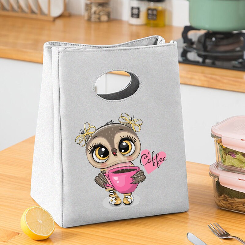 Harajuku Style sowa płótno piknik torba obiadowa neutralna torba do przechowywania żywności przenośna pojemna torba dziecięca torba obiadowa: 9Owl0012
