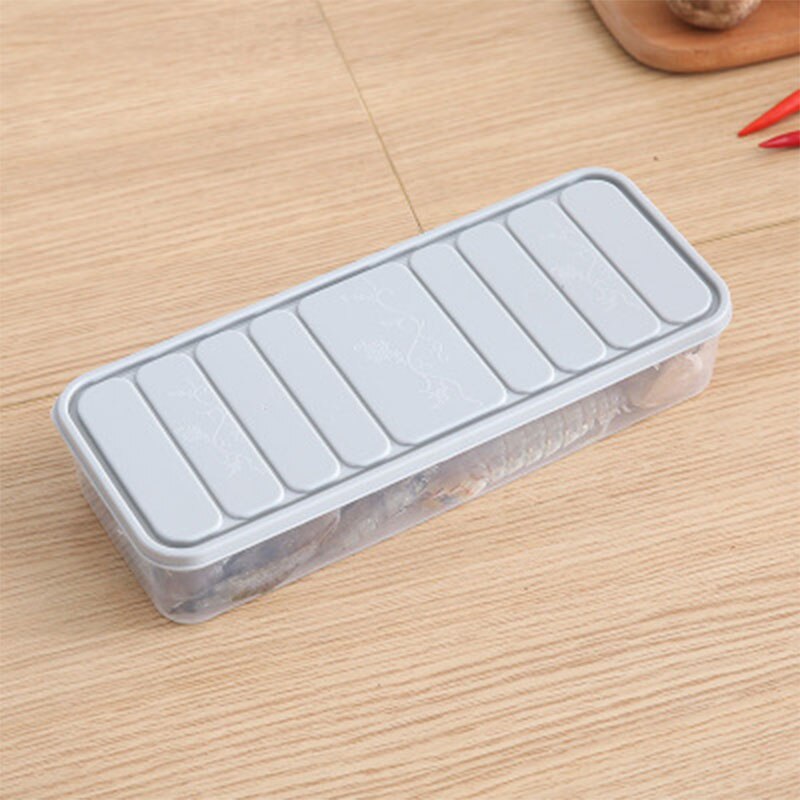 Kühlschrank Lebensmittel Lagerung Container Mit deckel Versiegelt Frische Ei Fisch Lagerung Kasten Frische Abstandshalter Lagerung Kasten: Trompete grau Blau