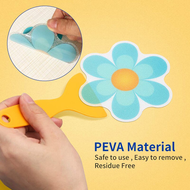 10Pcs Cartoon Bloemen, Kleurrijke Bloemen, Cartoon Rubber Peva Anti-Slip Stickers, pu Anti-Slip Doek, Anti-Slip Tape Tob