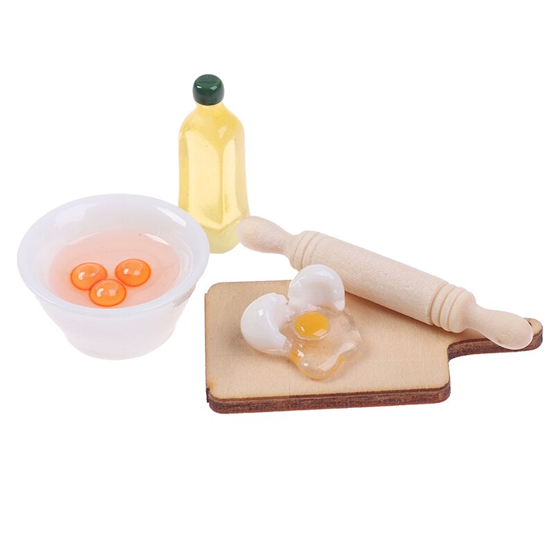 1:12 Dollhouse Miniature Rolling Pin Egg Bowl Olive Oil Set Kitchen Accessories 5Pcs/Set