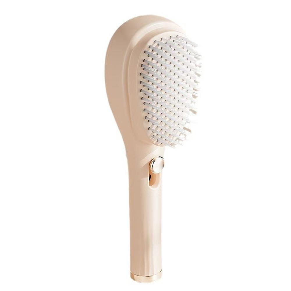 Zelfreinigende Haarborstel Hoofdhuid Massage Borstel Antistatische Haarkam Salon Styling Tool Draagbare Intrekbare Magische Pluizig Haar Kam: Beige