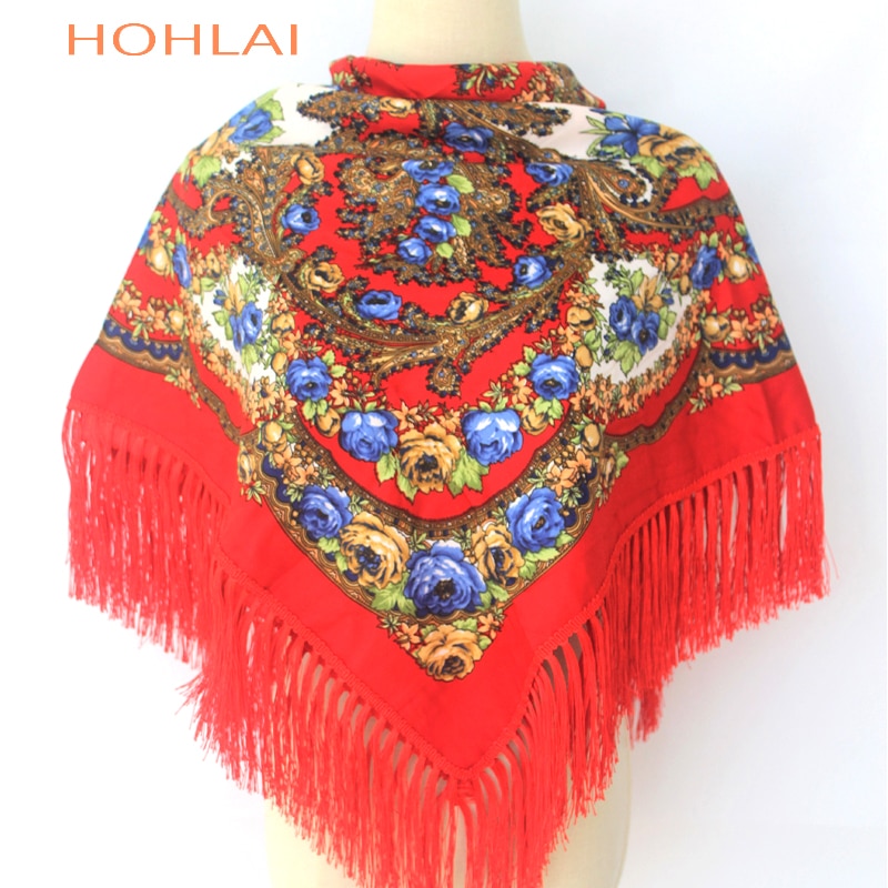 ¡Novedad de ! Bufandas cuadradas cálidas de para mujer, chales de niña estampados con borlas para invierno y otoño, bufanda de Manta