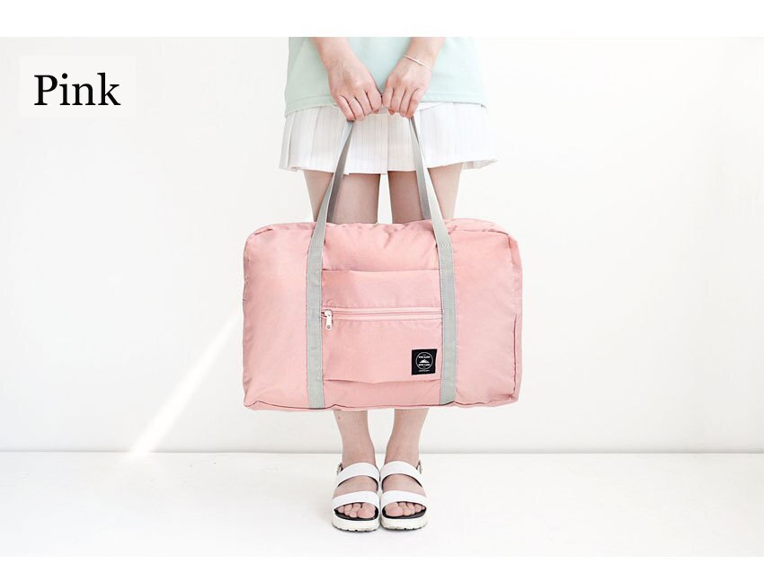 Grote Capaciteit Opvouwbare Reistassen Nylon Bagage Koffer Tassen Voor Mannen En Vrouwen Reizen Vliegtuigen Pakket Verpakking Cubes: Roze