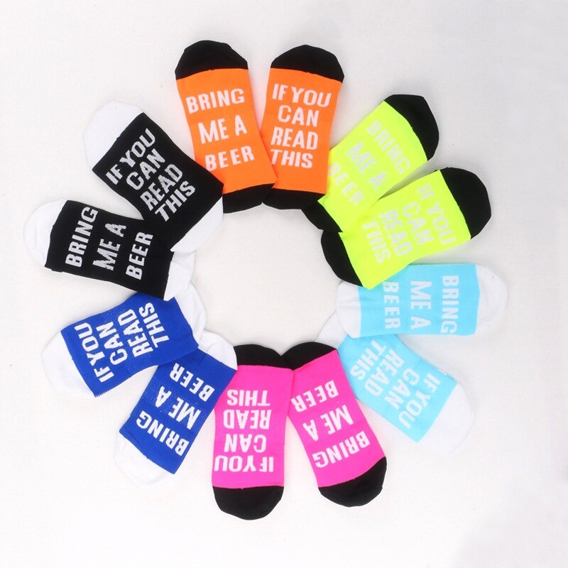 Running Bicycle Riding Socks Compression Mid Stocking Mountaineering Socks Words Printed Sports Unisex Cycling Sock !