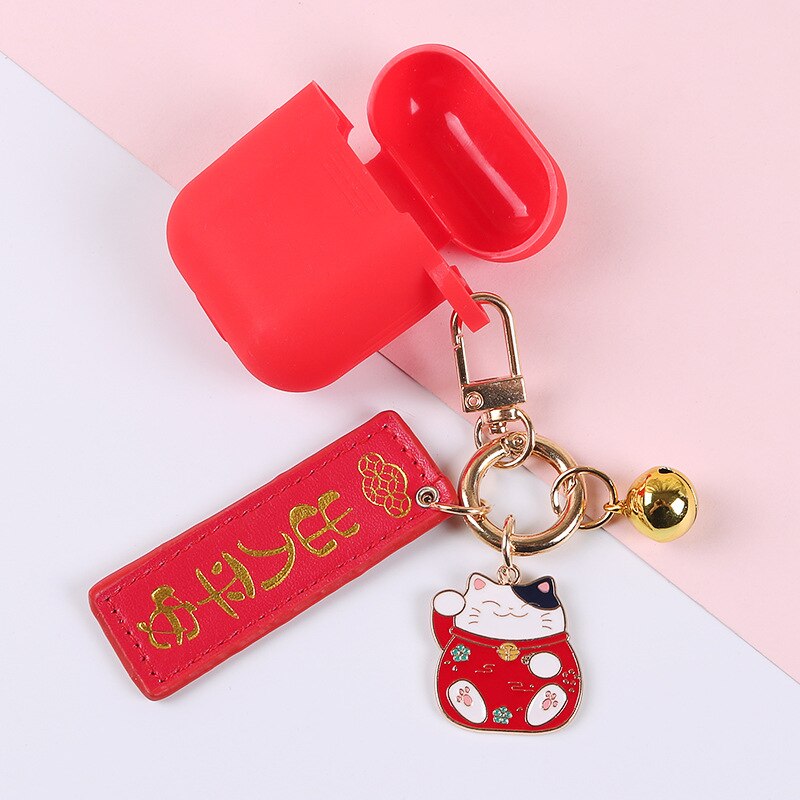 Carino Gatto Fortunato Portachiavi Pendente Del Telefono Campane Accessori Degli Amanti Delle Signore Del Sacchetto di Chiave Dell'automobile Anello Pendenti Con Gemme E Perle