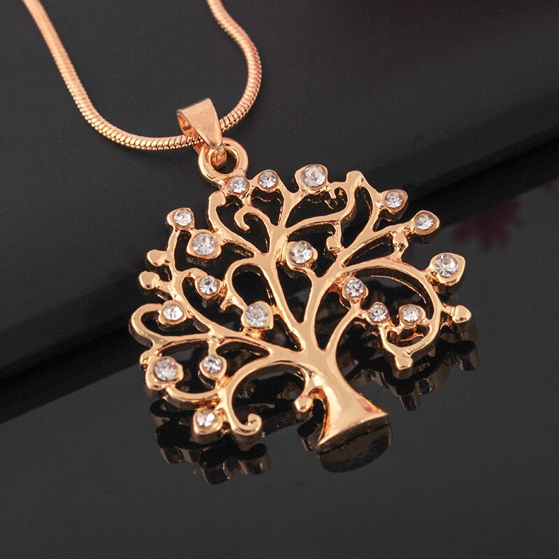 3 kleur Wensboom Hanger Vrouwen Ketting Delicate Micro Inzet Crystal Zirkoon Leven Boom Sleutelbeen Ketting voor Vrouwen Sieraden: gold