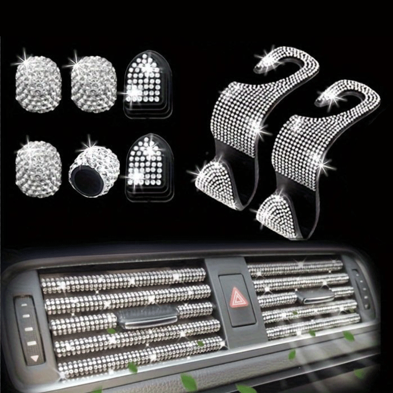 Juego de accesorios para coche, 30 piezas, cubierta Universal ostentosa para volante para mujer, salida de aire brillante, posavasos, herramientas, gancho L, freno de mano, Etc.