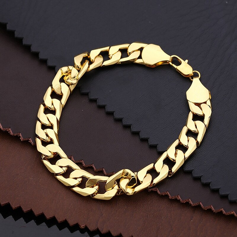 36L Stainless Steel Cuban Chain Men's Bracelet Metal Accessories Two Colors: -gold