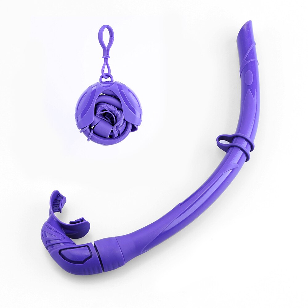 Tuba pliable en Silicone pour hommes et femmes, avec étui de rangement Compact, Tube de respiration humide pour la plongée en apnée: Violet