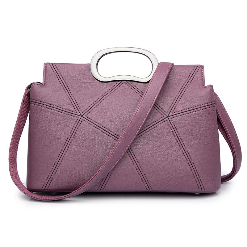 Vrouwen Handtassen Mode Hoge Pu Leer Vrouwen Tas Open Metalen Ring Enveloppen Draagbare Schouder Handtas 3883: 3883-purple