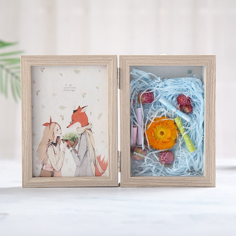 2-sided Wooden Photo Frame Nordic Picture Frames Modern Rectangle Home Office Desktop Decoration Wood Frame Ornaments Holder