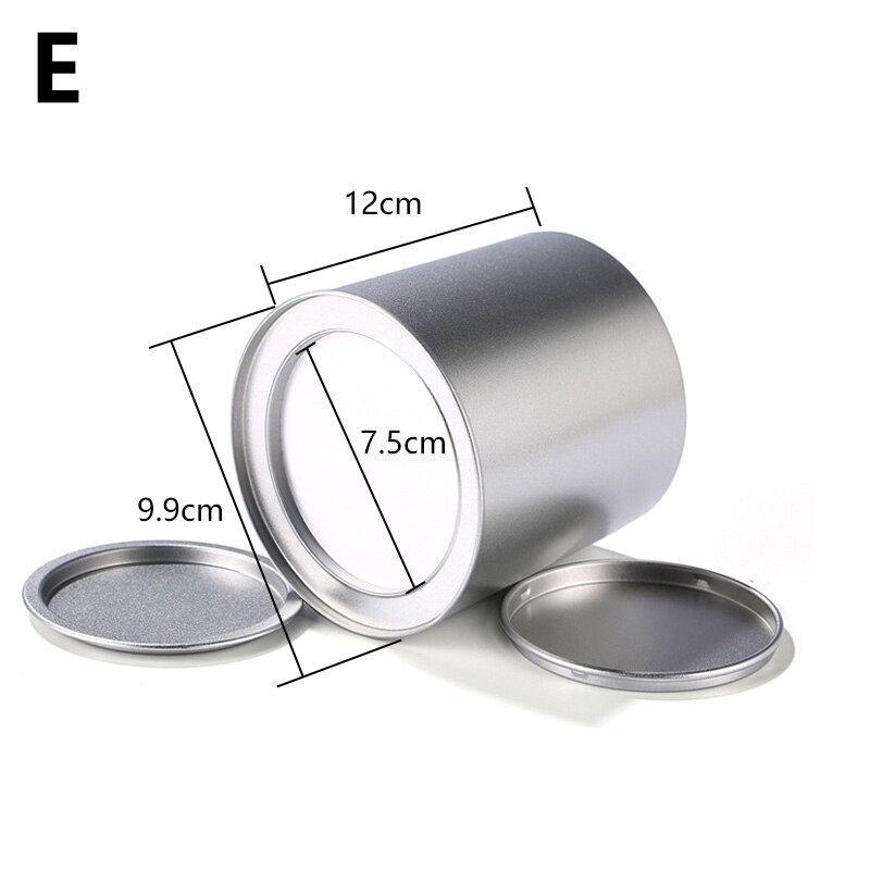 Empty Cylinder Tin Box Metal Tin Jars Iron Tea Box Candy Storage Boxes Bins Biscuit Container Candy Chocolate Organizer: E