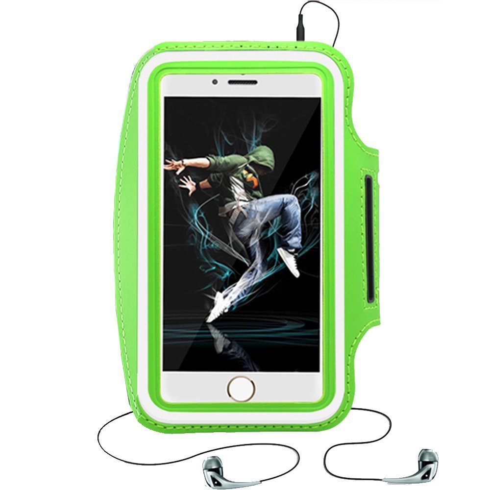 Mzxtby Universal 5.5 inch Waterproof Sport Gym Running Armband For iPhone Sports Running Arm Band Cell Phone Holder Pouch Case: 5.5 inch green