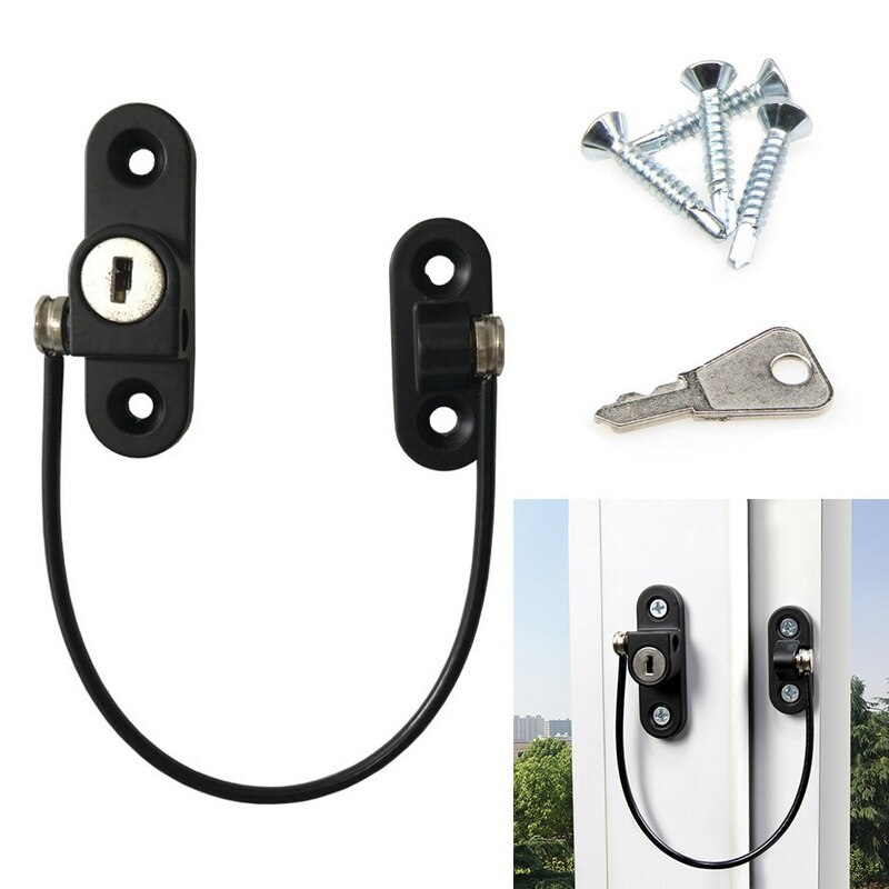 RMT-4008 Window Safety Locks Lockable Cable Restrictor for Window Sliding Door Restrictor Child Security Guard with Key#9: F