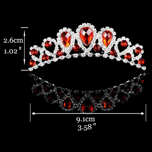 Couronne de princesse de reine pour femmes et filles, coiffure verte, rouge, cristal or, grand diadème, accessoires de coiffure de mariée, mariage: 14