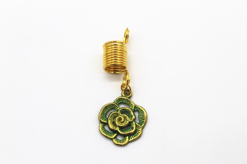 5 unidades por paquete, abalorios vikingos dorados/bronce, trenza de pelo, cuentas de rastas para Barba dreadlock, anillos, joyería para hombres y mujeres: Flower